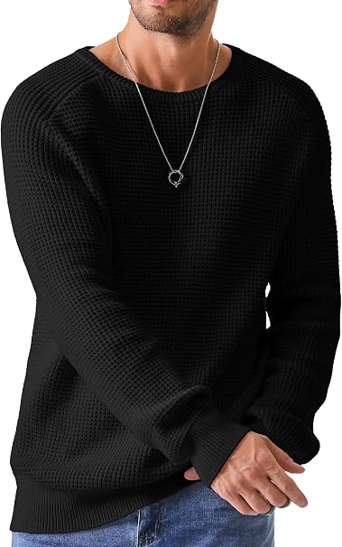 🔥 BESTSELLER | 8PCS $29.99 | Men's Waffle Knit Crewneck Sweater