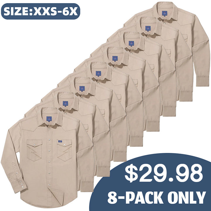 ✨Hot Sale✨Men's Long Sleeve Stone-Washed and Pre-Washed Denim Work Shirt