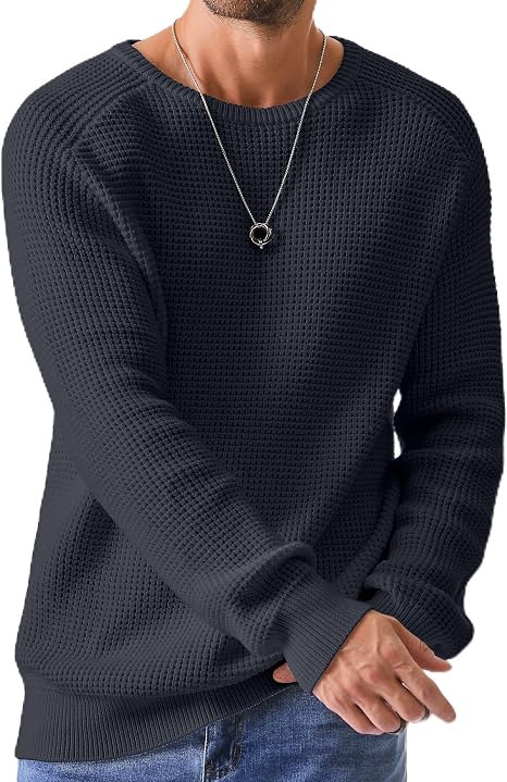 🔥 BESTSELLER | 8PCS $29.99 | Men's Waffle Knit Crewneck Sweater