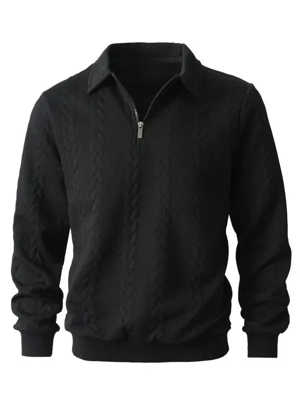 🔥Last Day Promotion!🔥Clearance Sale - Up to 90% Off-Men's Fall Winter Outfits Knitted Polo Neck Long Sleeve Sweatshirt for Daliy Wear