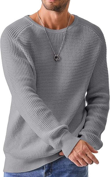 🔥 BESTSELLER | 8PCS $29.99 | Men's Waffle Knit Crewneck Sweater