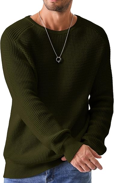 🔥 BESTSELLER | 8PCS $29.99 | Men's Waffle Knit Crewneck Sweater