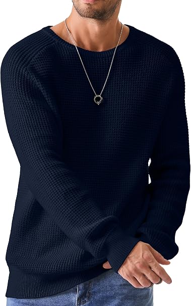 🔥 BESTSELLER | 8PCS $29.99 | Men's Waffle Knit Crewneck Sweater
